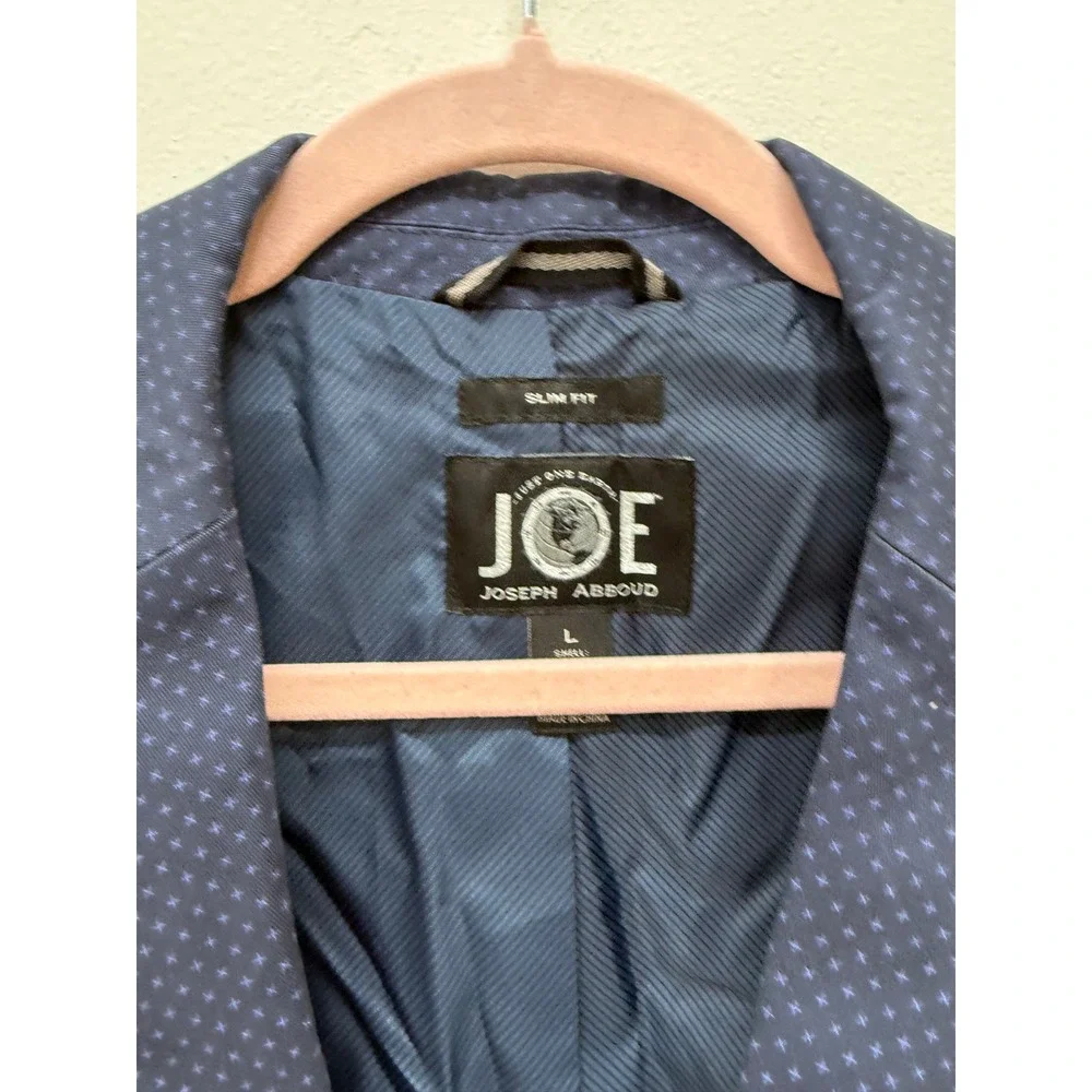 Joseph Abboud JOE Blazer Large Slim Fit Navy Blue Geometric Sport Coat NEW